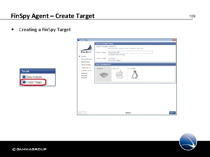 Fin. Spy Agent – Create Target • Creating a Fin. Spy Target 109 