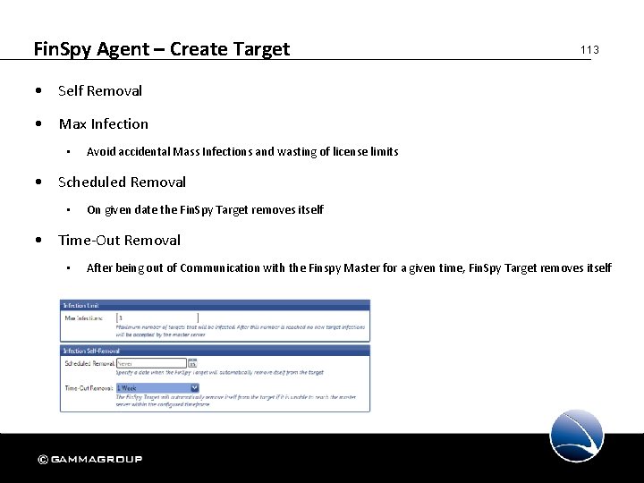 Fin. Spy Agent – Create Target 113 • Self Removal • Max Infection •