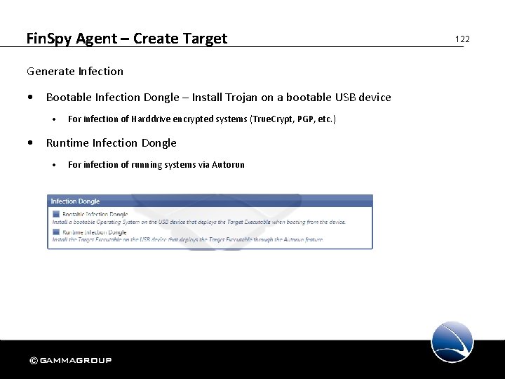 Fin. Spy Agent – Create Target Generate Infection • Bootable Infection Dongle – Install