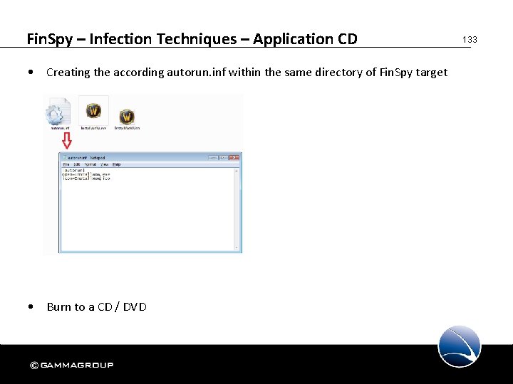 Fin. Spy – Infection Techniques – Application CD • Creating the according autorun. inf