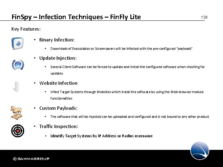 Fin. Spy – Infection Techniques – Fin. Fly Lite 138 Key Features: • Binary