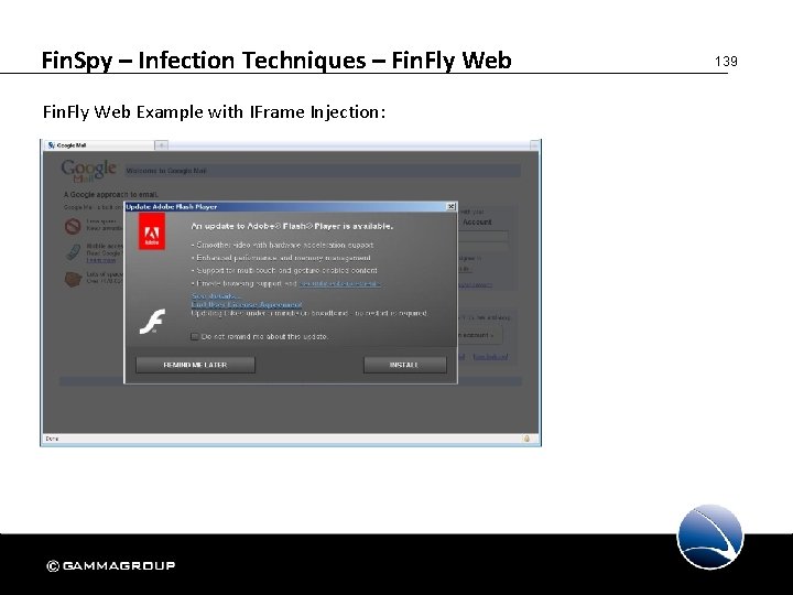 Fin. Spy – Infection Techniques – Fin. Fly Web Example with IFrame Injection: 139