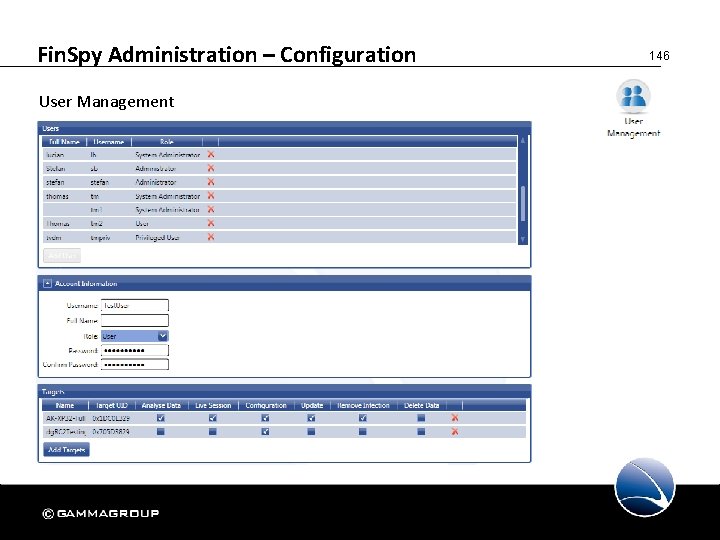 Fin. Spy Administration – Configuration User Management 146 