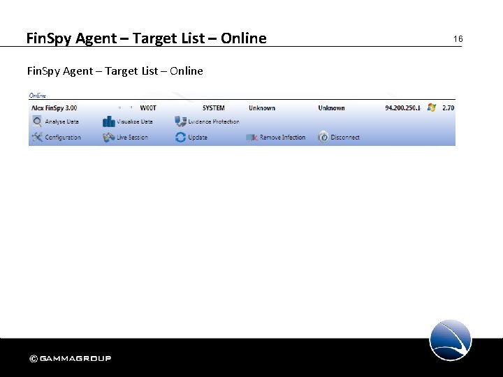 Fin. Spy Agent – Target List – Online 16 