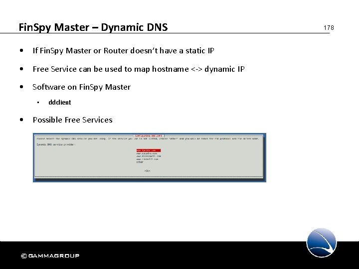 Fin. Spy Master – Dynamic DNS • If Fin. Spy Master or Router doesn’t