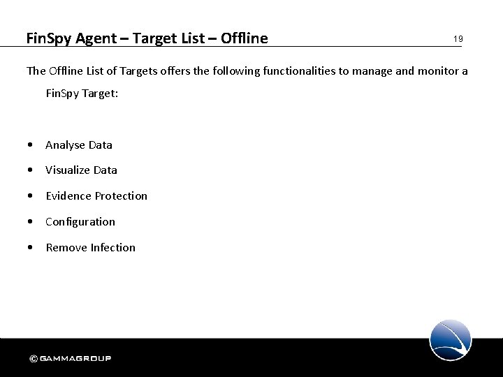 Fin. Spy Agent – Target List – Offline 19 The Offline List of Targets