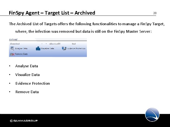 Fin. Spy Agent – Target List – Archived 20 The Archived List of Targets