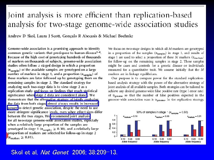 Skol et al, Nat Genet 2006; 38: 209 -13. 