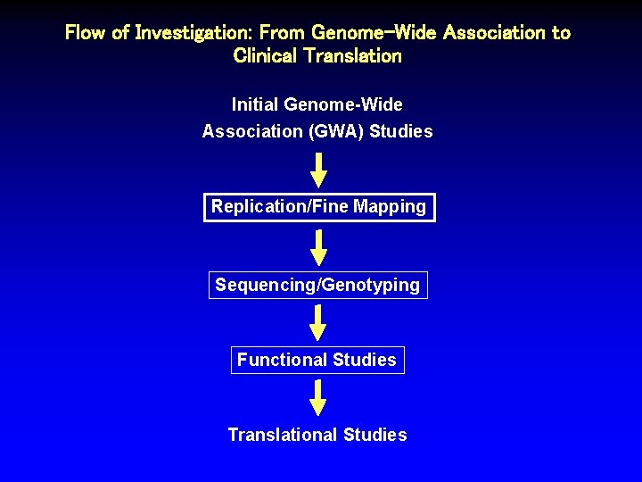 Flow of Investigation: From Genome-Wide Association to Clinical Translation Initial Genome-Wide Association (GWA) Studies