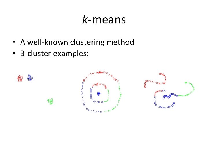 k-means • A well-known clustering method • 3 -cluster examples: k-means • A well-known clustering method • 3 -cluster examples: