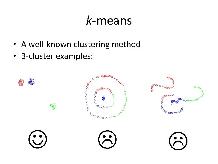 k-means • A well-known clustering method • 3 -cluster examples: k-means • A well-known clustering method • 3 -cluster examples: