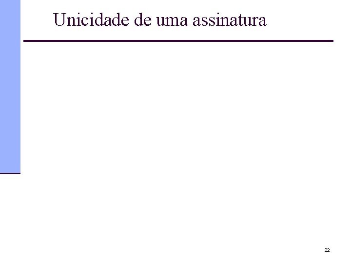 Unicidade de uma assinatura 22 