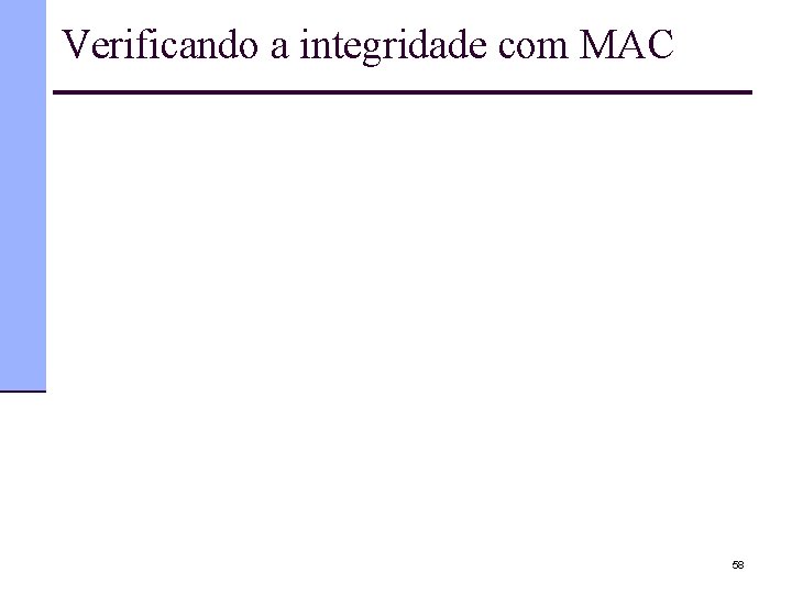 Verificando a integridade com MAC 58 