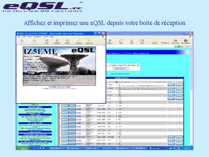 Affichez et imprimez une e. QSL depuis votre boite de réception 