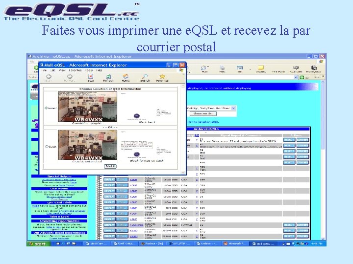 Faites vous imprimer une e. QSL et recevez la par courrier postal 