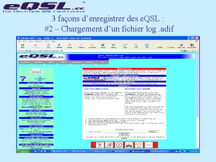 3 façons d’enregistrer des e. QSL : #2 – Chargement d’un fichier log. adif