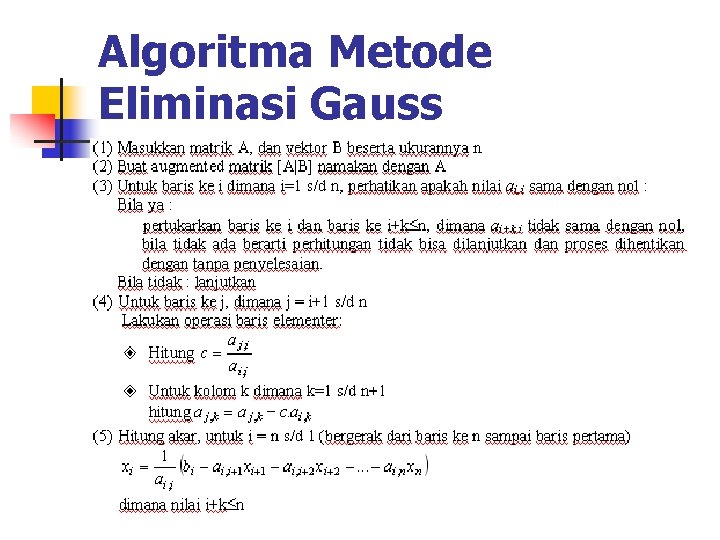Algoritma Metode Eliminasi Gauss 