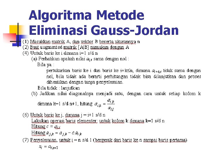 Algoritma Metode Eliminasi Gauss-Jordan 