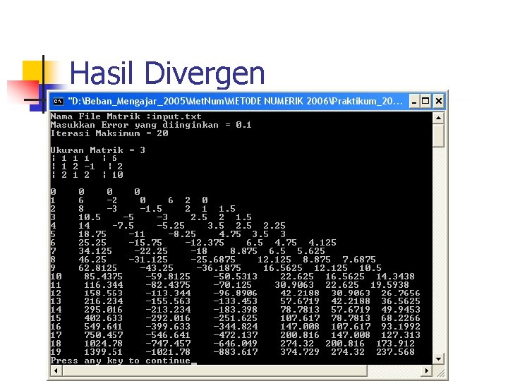 Hasil Divergen 