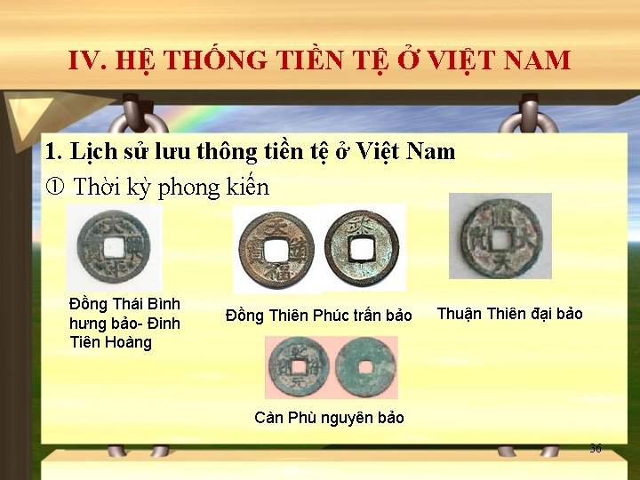 IV. HỆ THỐNG TIỀN TỆ Ở VIỆT NAM 1. Lịch sử lưu thông tiền