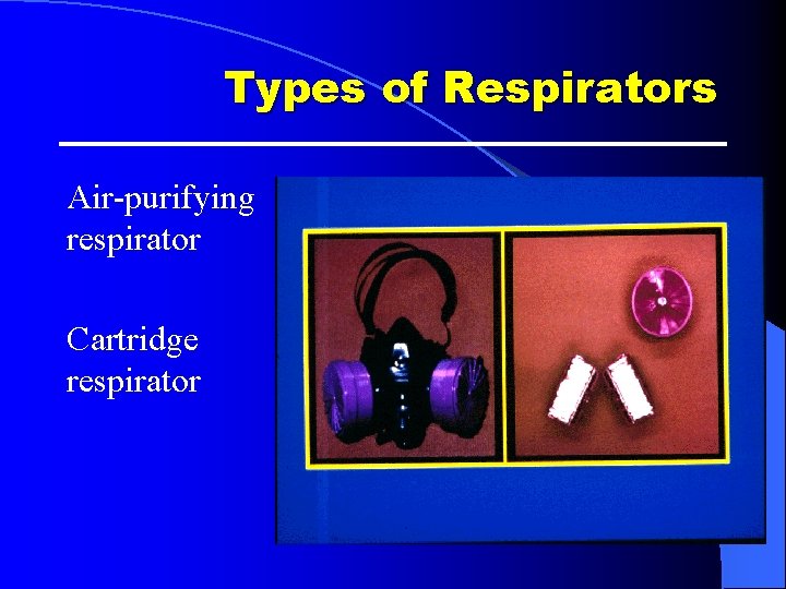 Types of Respirators Air-purifying respirator Cartridge respirator Types of Respirators Air-purifying respirator Cartridge respirator