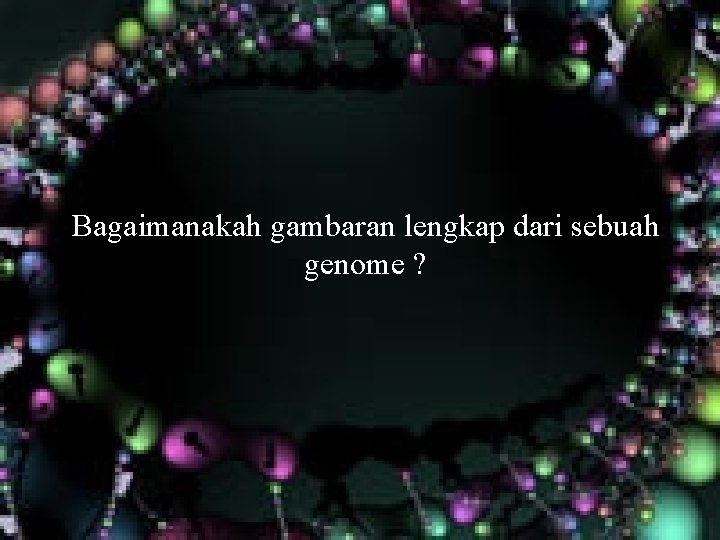 Bagaimanakah gambaran lengkap dari sebuah genome ? Bagaimanakah gambaran lengkap dari sebuah genome ?