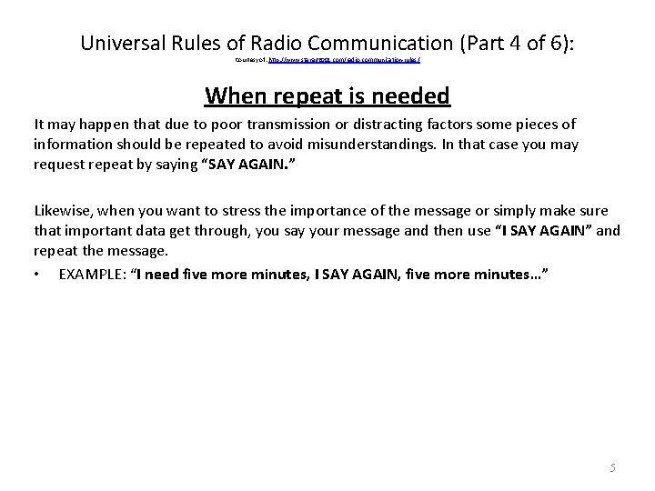 Universal Rules of Radio Communication (Part 4 of 6): Courtesy of: http: //www. stanag