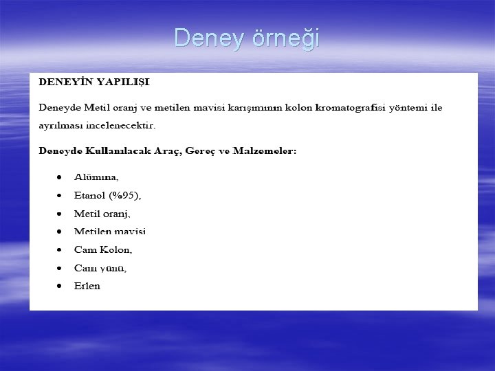 Deney örneği 