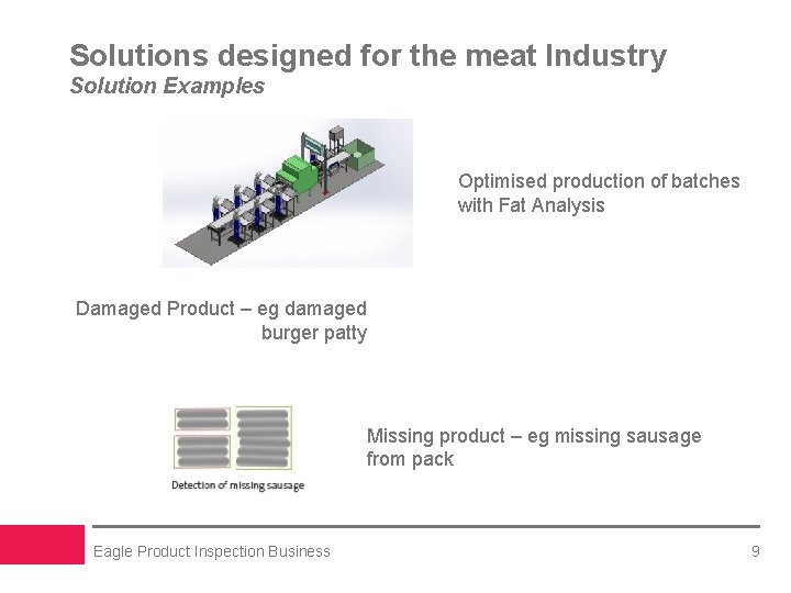 Solutions designed for the meat Industry Solution Examples Optimised production of batches with Fat