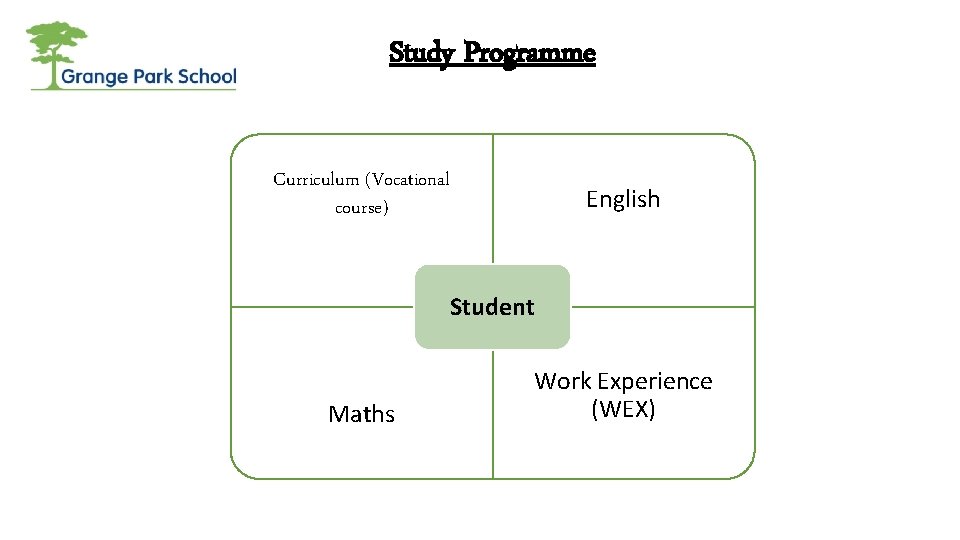 Study Programme Curriculum (Vocational course) English Student Maths Work Experience (WEX) 