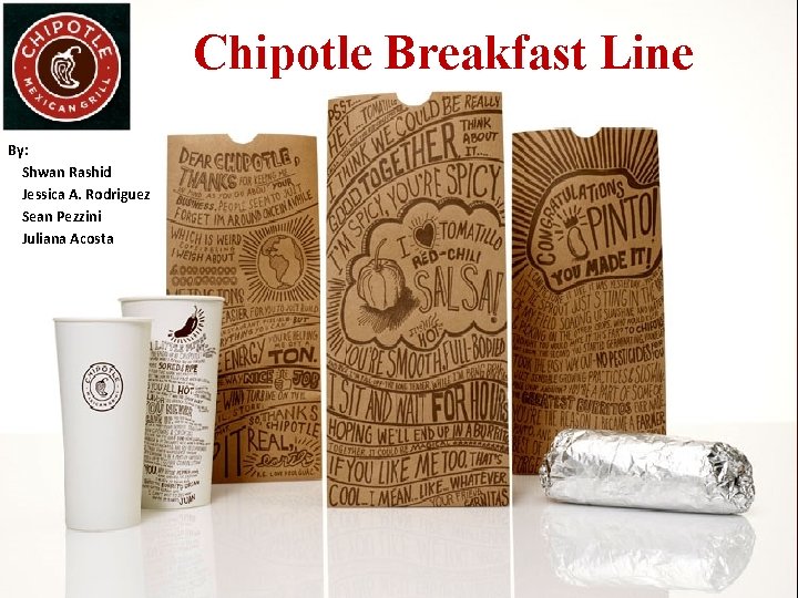 Chipotle Breakfast Line By: Shwan Rashid Jessica A. Rodriguez Sean Pezzini Juliana Acosta 