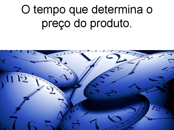 O tempo que determina o preço do produto. 