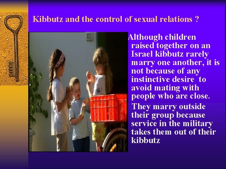 Kibbutz and the control of sexual relations ? Although children raised together on an