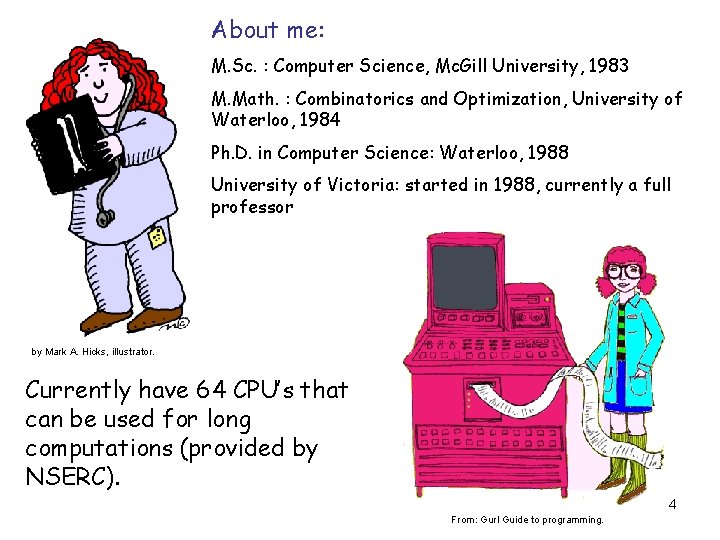 About me: M. Sc. : Computer Science, Mc. Gill University, 1983 M. Math. : About me: M. Sc. : Computer Science, Mc. Gill University, 1983 M. Math. :