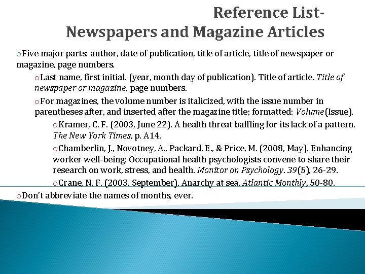 APA Citation Methods and References ECON 105 RESEARCH