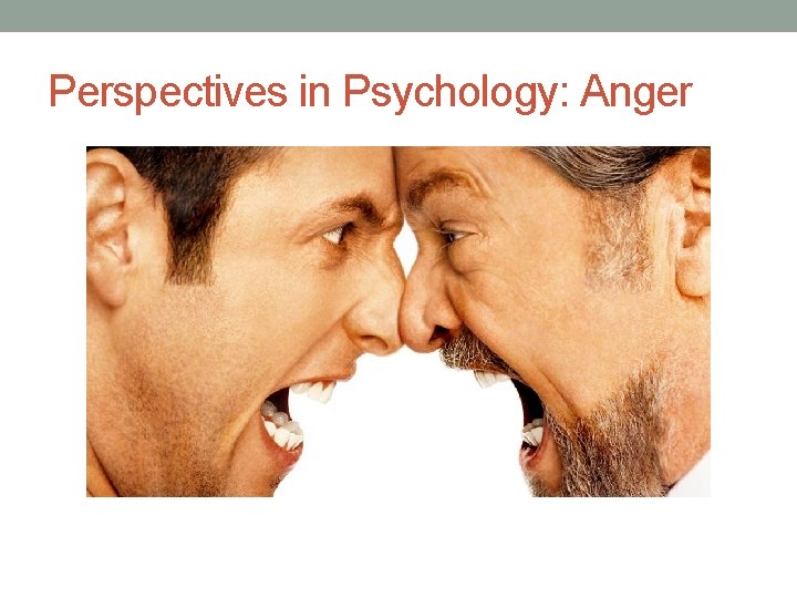 Perspectives in Psychology: Anger Perspectives in Psychology: Anger