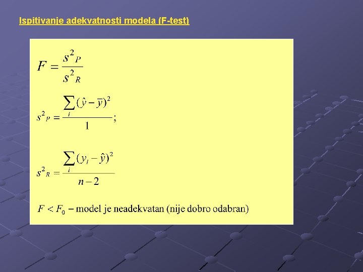 Ispitivanje adekvatnosti modela (F-test) 