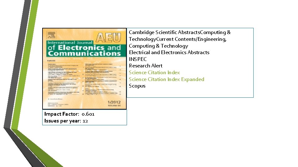Cambridge Scientific Abstracts. Computing & Technology. Current Contents/Engineering, Computing & Technology Electrical and Electronics