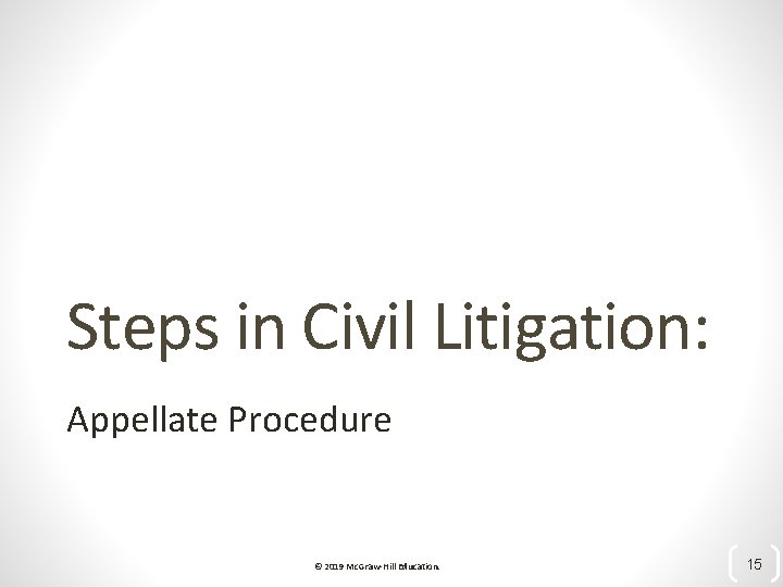 Steps in Civil Litigation: Appellate Procedure © 2019 Mc. Graw-Hill Education. 15 