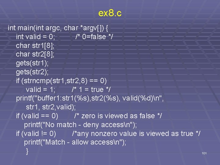 ex 8. c int main(int argc, char *argv[]) { int valid = 0; /*