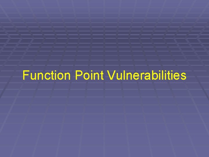Function Point Vulnerabilities 