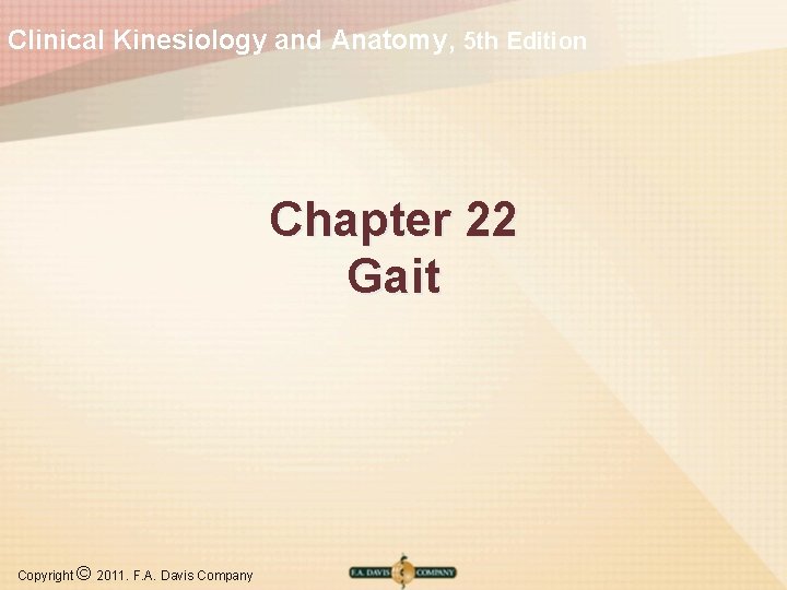 Clinical Kinesiology and Anatomy, 5 th Edition Chapter 22 Gait Copyright © 2011. F.