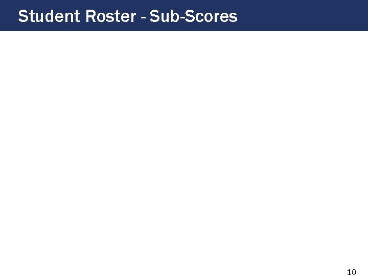 Student Roster - Sub-Scores 10 