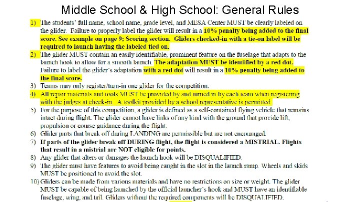 Middle School & High School: General Rules 