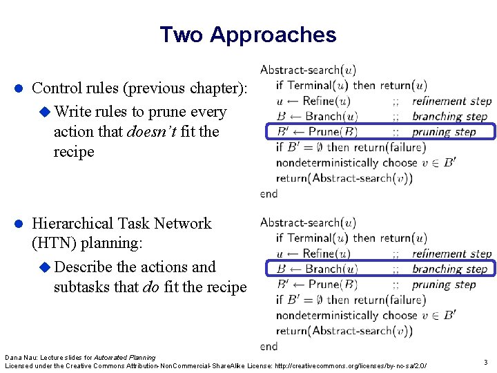Two Approaches Control rules (previous chapter): Write rules to prune every action that doesn’t Two Approaches Control rules (previous chapter): Write rules to prune every action that doesn’t