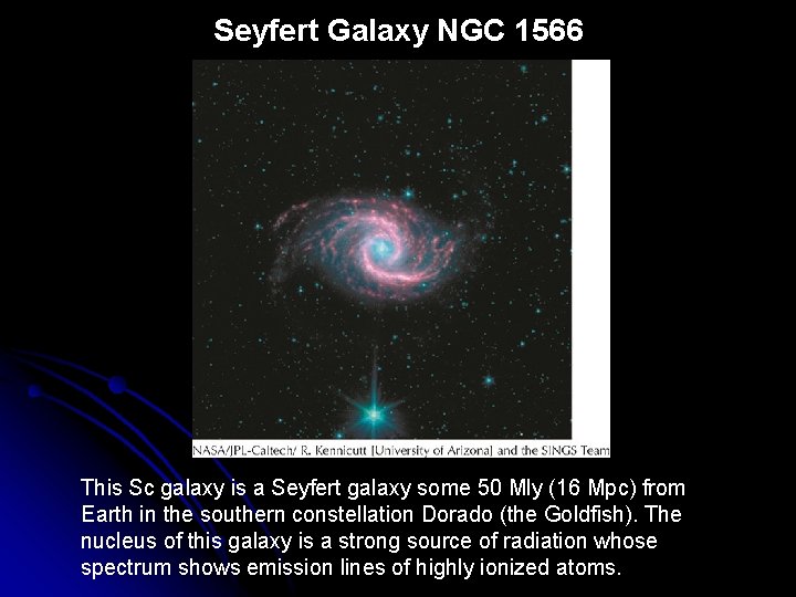Seyfert Galaxy NGC 1566 This Sc galaxy is a Seyfert galaxy some 50 Mly