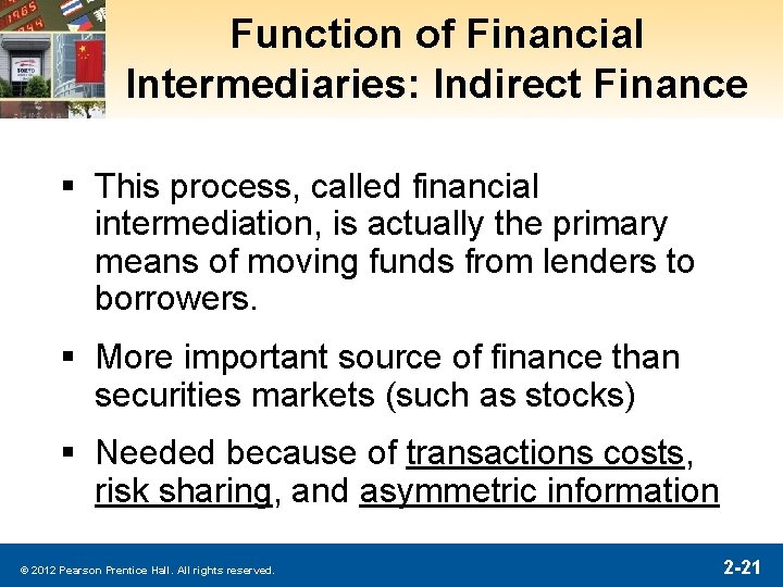 Function of Financial Intermediaries: Indirect Finance § This process, called financial intermediation, is actually Function of Financial Intermediaries: Indirect Finance § This process, called financial intermediation, is actually
