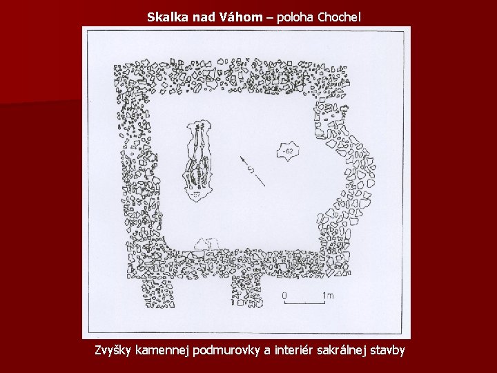 Skalka nad Váhom – poloha Chochel Zvyšky kamennej podmurovky a interiér sakrálnej stavby 