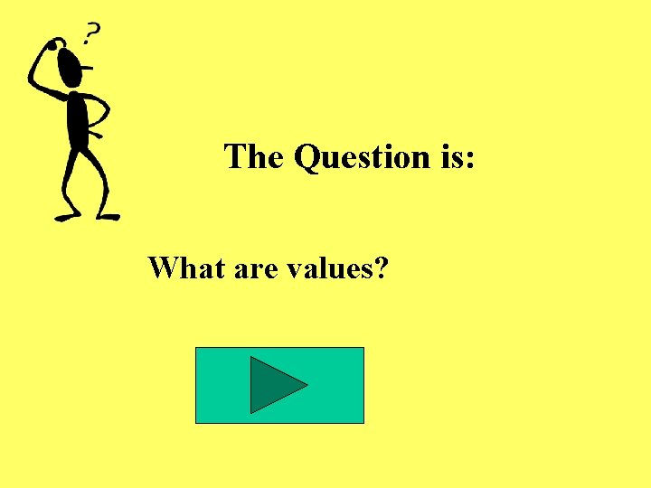 The Question is: What are values? The Question is: What are values?